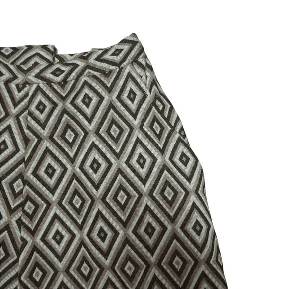 Vintage Handmade 1970s A-Line Full Skirt Brown Tones Diamond  Pattern Wool XS - Picture 3 of 5